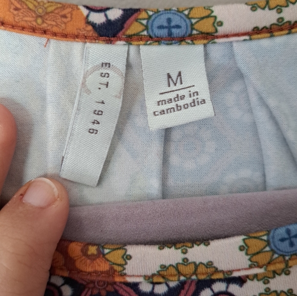 Cato Faux Patchwork Pleated Puff Sleeve Top sz M - Picture 5 of 11